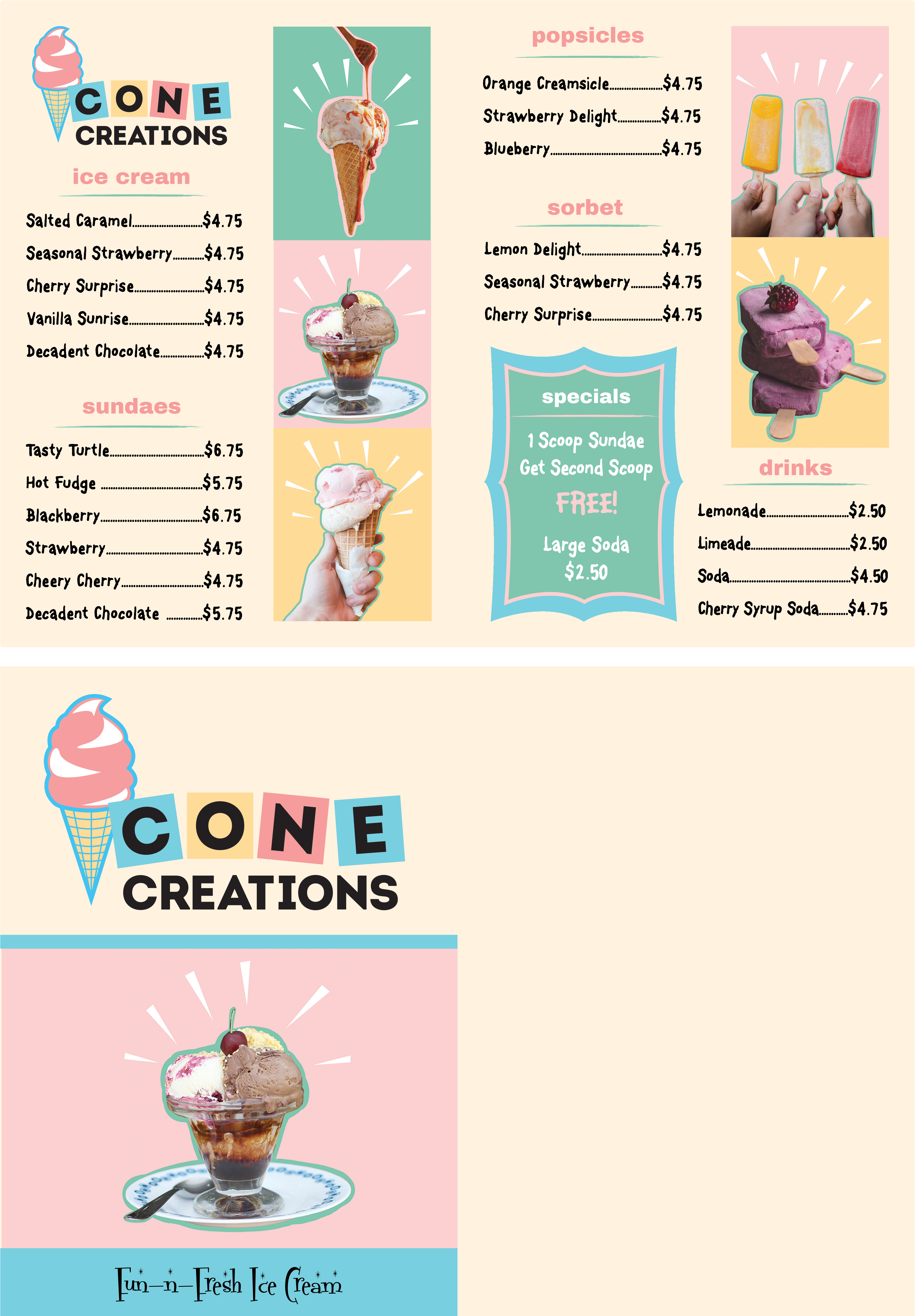 Cone Creations Menu